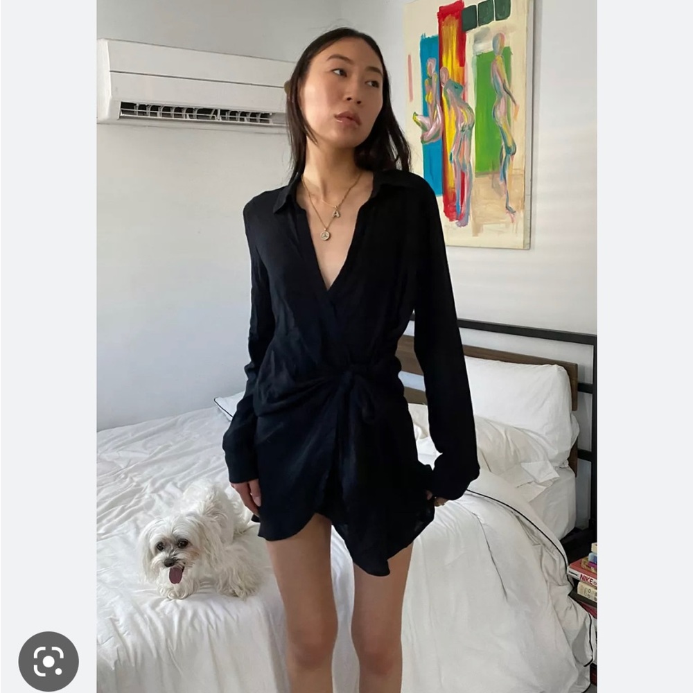 lioness found a way black wrap dress